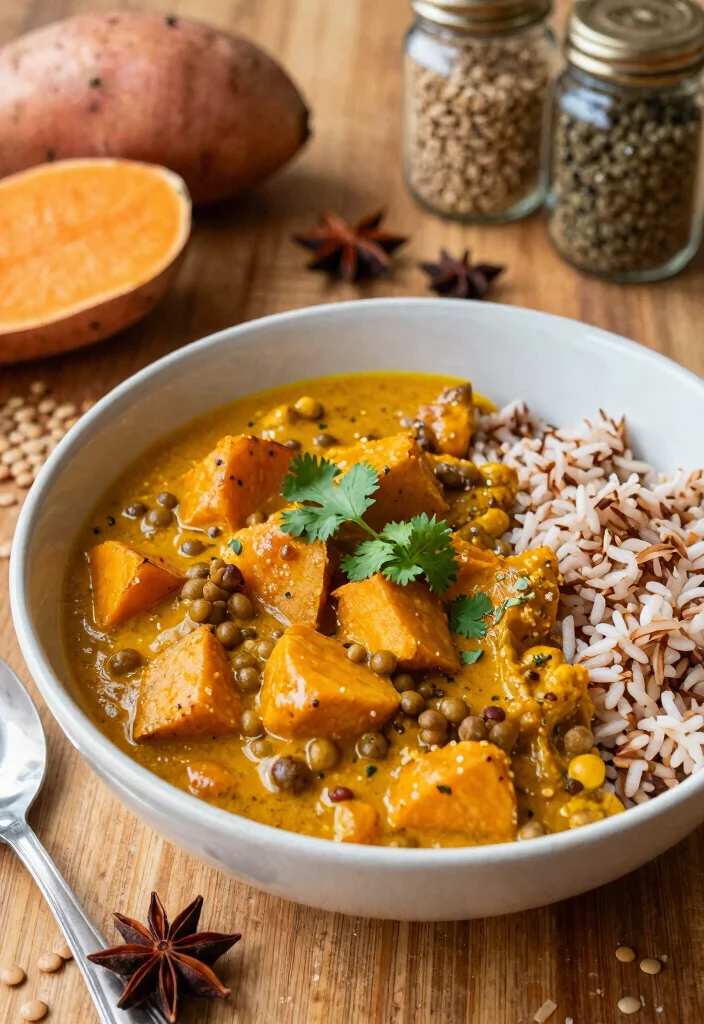 12 High Protein Vegan Recipes for Filling Plant Based Meals 2. Lentil and Sweet Potato Curry 0