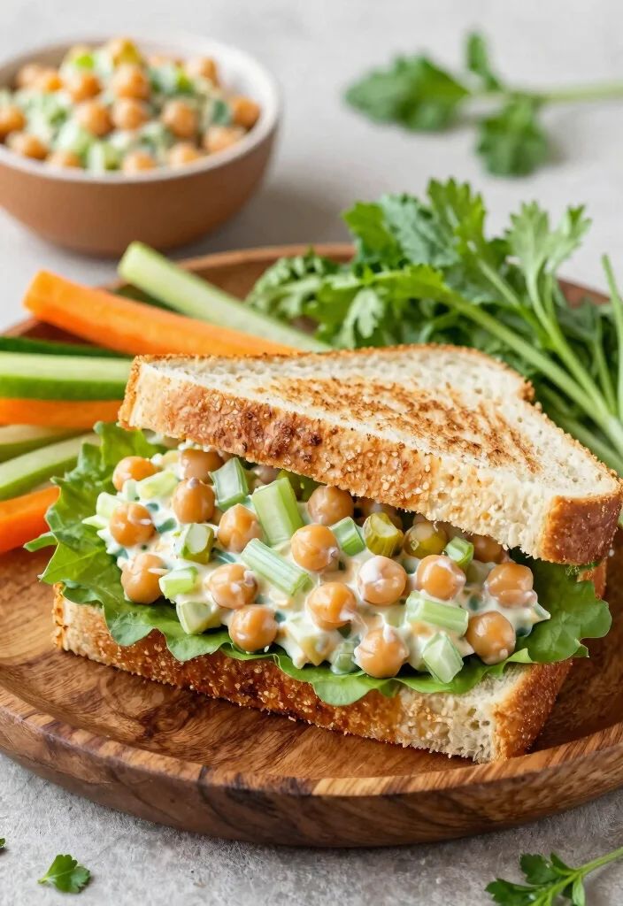 12 High Protein Vegan Recipes for Filling Plant Based Meals 3. Chickpea Salad Sandwiches 0
