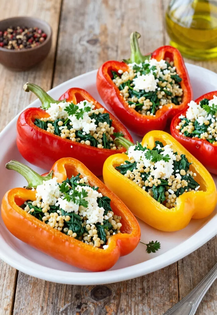 12 High Protein Vegetarian Recipes for Energy 11. Spinach and Feta Stuffed Peppers 0