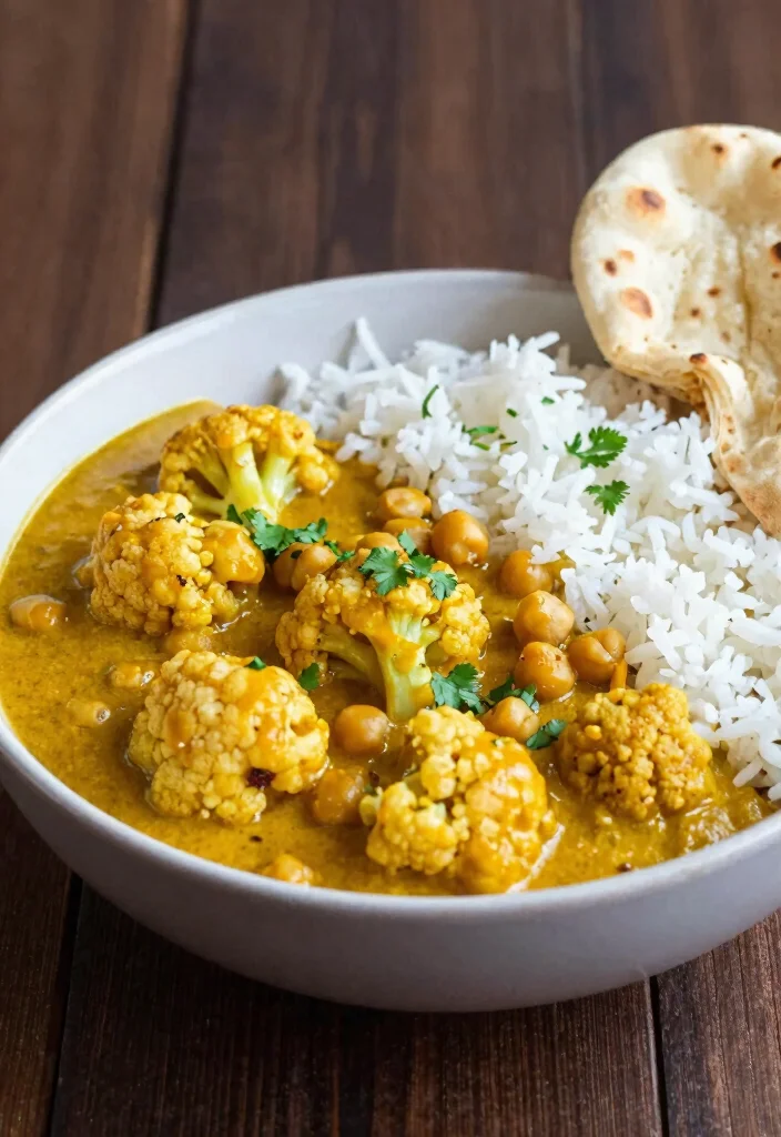 12 High Protein Vegetarian Recipes for Filling Meals 10. Cauliflower and Chickpea Curry 0