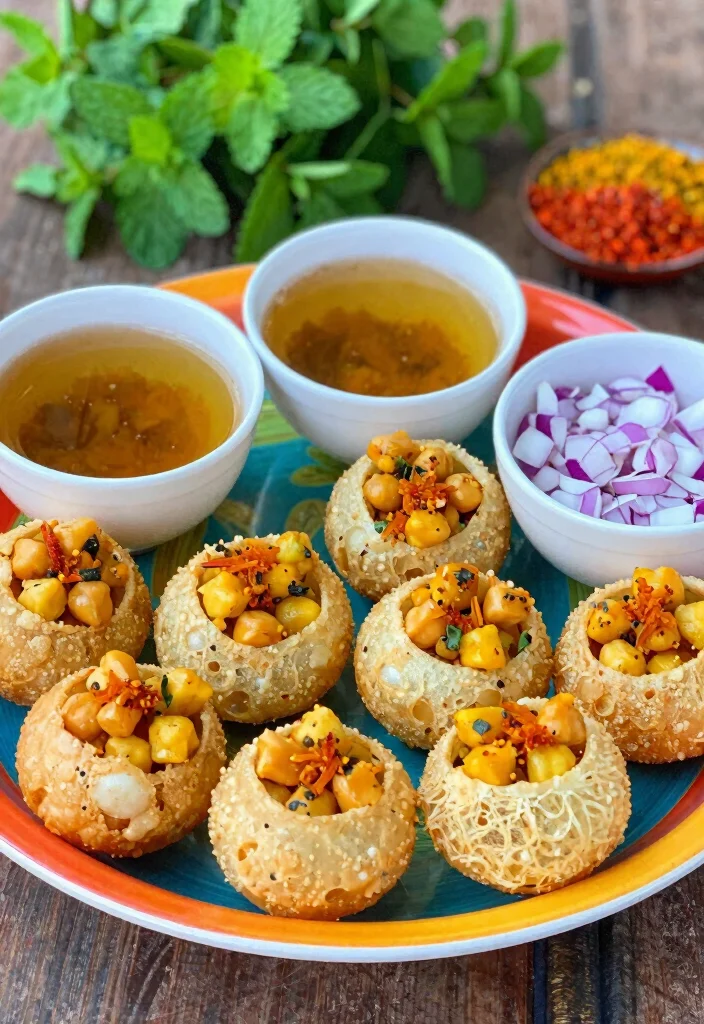 12 Indian Vegetarian Recipes with Bold Spiced Flavor 13 12 Indian Vegetarian Recipes with Bold Spiced Flavor 3. Pani Puri Crispy Hollow Balls with Spicy Water 0