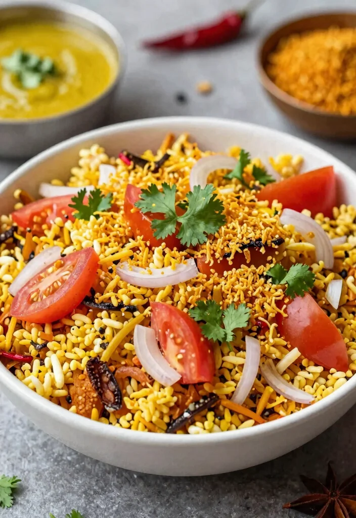 12 Indian Vegetarian Recipes with Bold Spiced Flavor 24 12 Indian Vegetarian Recipes with Bold Spiced Flavor 4. Bhel Puri Tangy Puffed Rice Snack 0