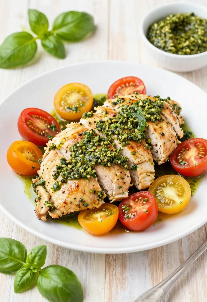 12 Keto Chicken Breast Recipes for Lean Dinners 3. Pesto Chicken with Cherry Tomatoes 0