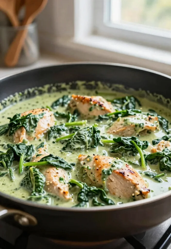12 Keto Chicken Dinner Recipes for Weeknights 3. One Pan Creamy Spinach Chicken 0