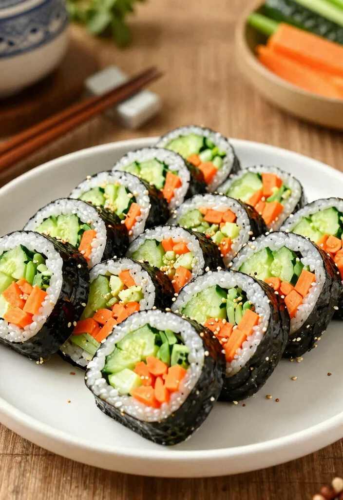 12 Korean Vegetarian Recipes with Bold Flavor 5. Vegetable Kimbap Korean Sushi Rolls 0