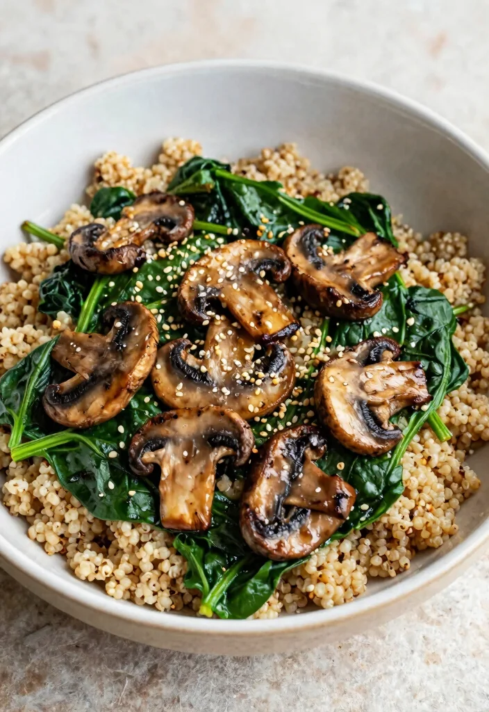 12 Low Calorie Vegan Recipes for Light Filling Meals 48 12 Low Calorie Vegan Recipes for Light Filling Meals 8. Spinach Mushroom Quinoa Bowl 0