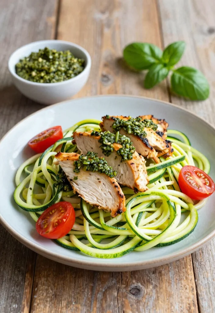 12 Low Carb Keto Recipes for Everyday Meals 2. Zucchini Noodles with Pesto Chicken 0