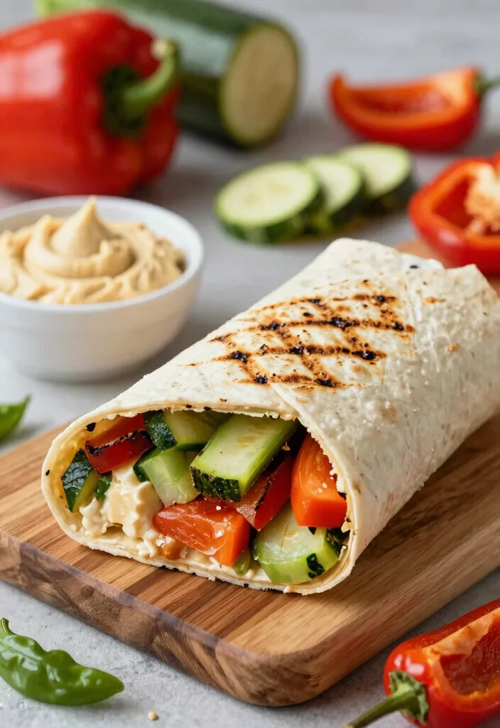 12 Tasty Vegetarian Recipes Full of Flavor 12. Grilled Vegetable and Hummus Wrap 0