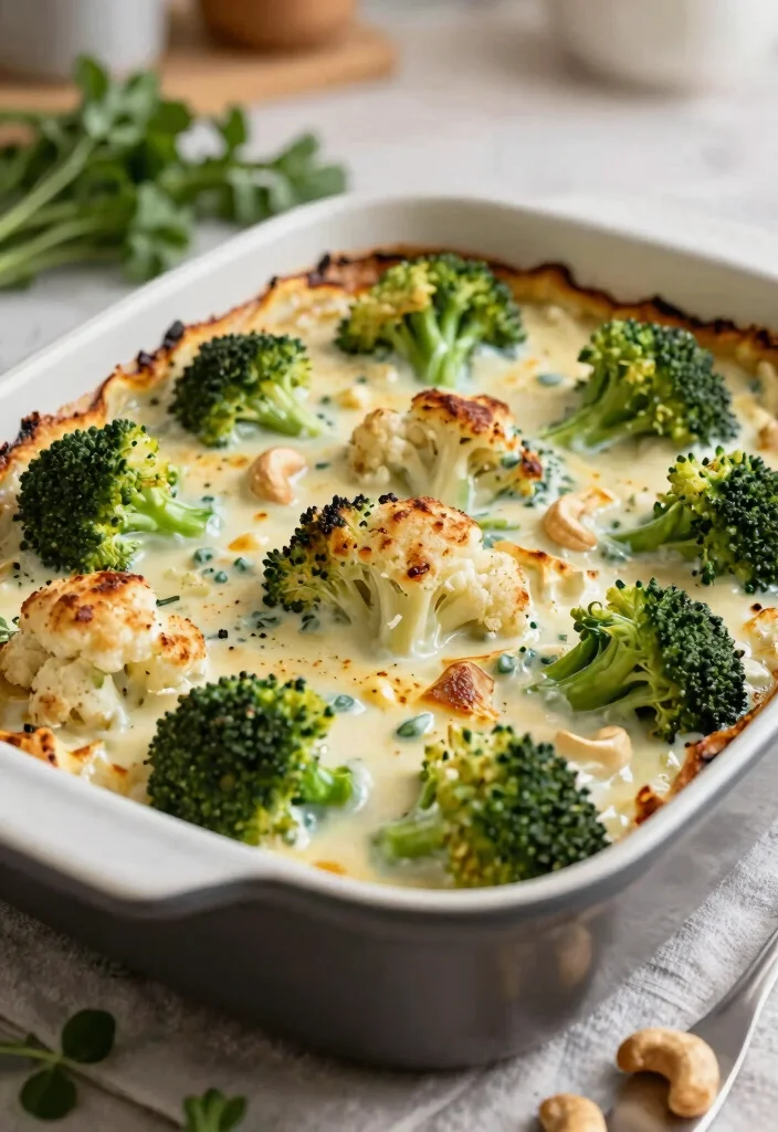 12 Vegan Casserole Recipes for Comforting Family Dinners 13 12 Vegan Casserole Recipes for Comforting Family Dinners 3. Cheesy Vegan Broccoli and Cauliflower Bake 0