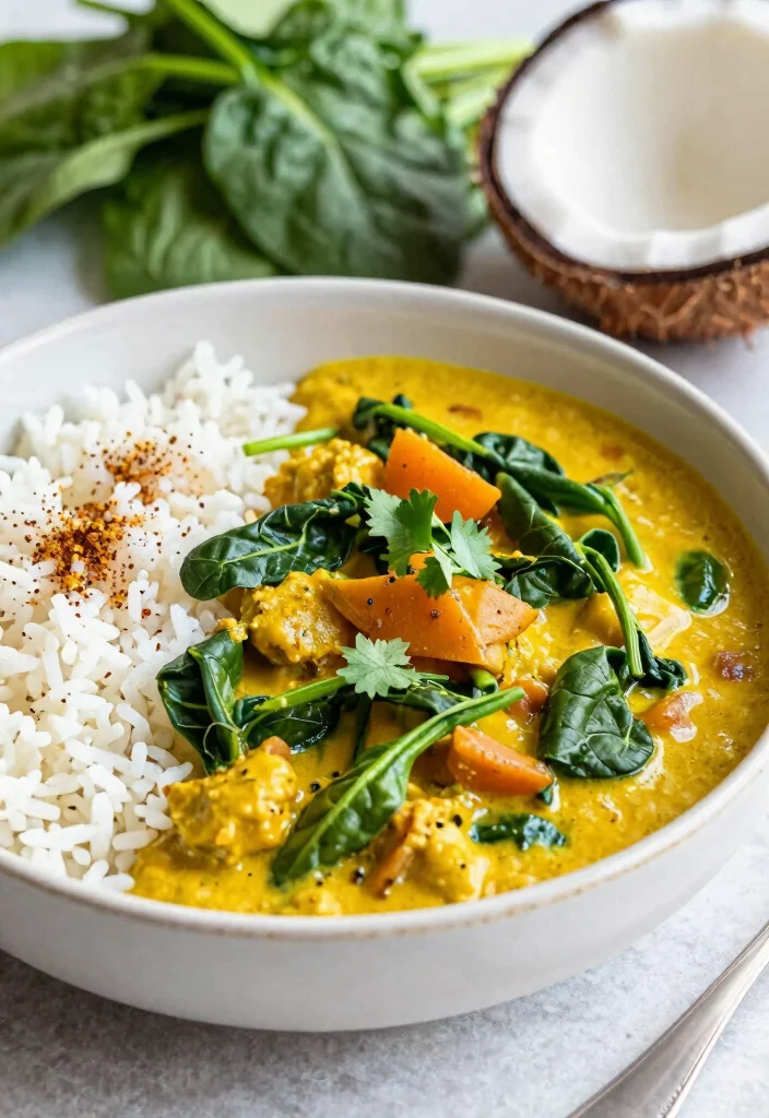 12 Vegan Curry Recipes with Rich Spiced Flavor 40 12 Vegan Curry Recipes with Rich Spiced Flavor 10. Spinach and Coconut Curry 0