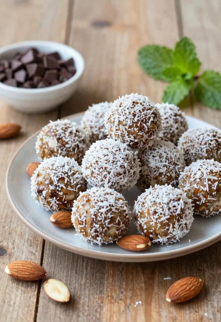 12 Vegan Dessert Recipes for Sweet Dairy Free Treats 34 12 Vegan Dessert Recipes for Sweet Dairy Free Treats 4. Almond Joy Energy Balls 0