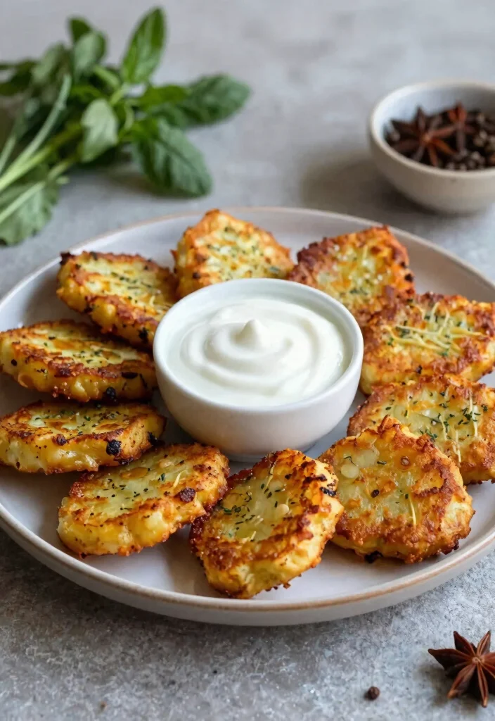 12 Vegan Potato Recipes for Simple Budget Friendly Meals 10. Potato Fritters with Dipping Sauce 0 1