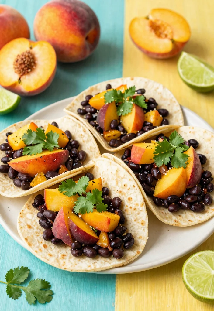 12 Vegan Taco Recipes for Fresh Meatless Weeknights 9. Peach Black Bean Tacos 0