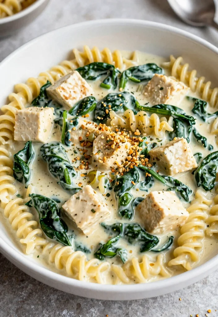 12 Vegan Tofu Recipes for Simple Plant-Based Meals 50 12 Vegan Tofu Recipes for Simple Plant Based Meals 10. Creamy Tofu and Spinach Pasta 0