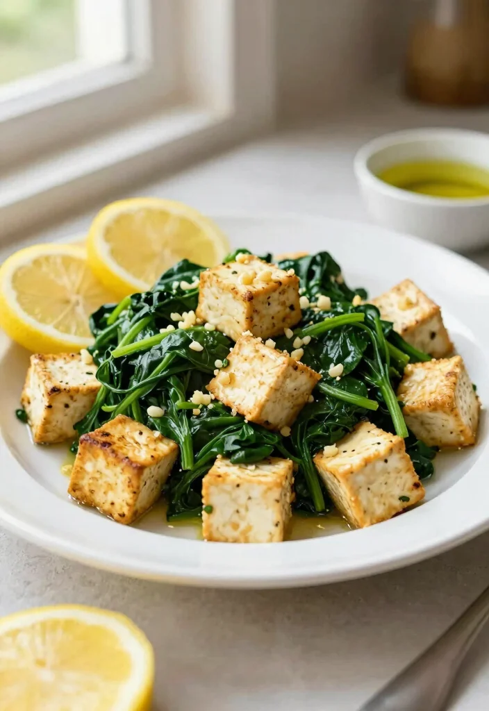 12 Vegan Tofu Recipes for Simple Plant-Based Meals 23 12 Vegan Tofu Recipes for Simple Plant Based Meals 3. Lemon Garlic Tofu with Spinach 0