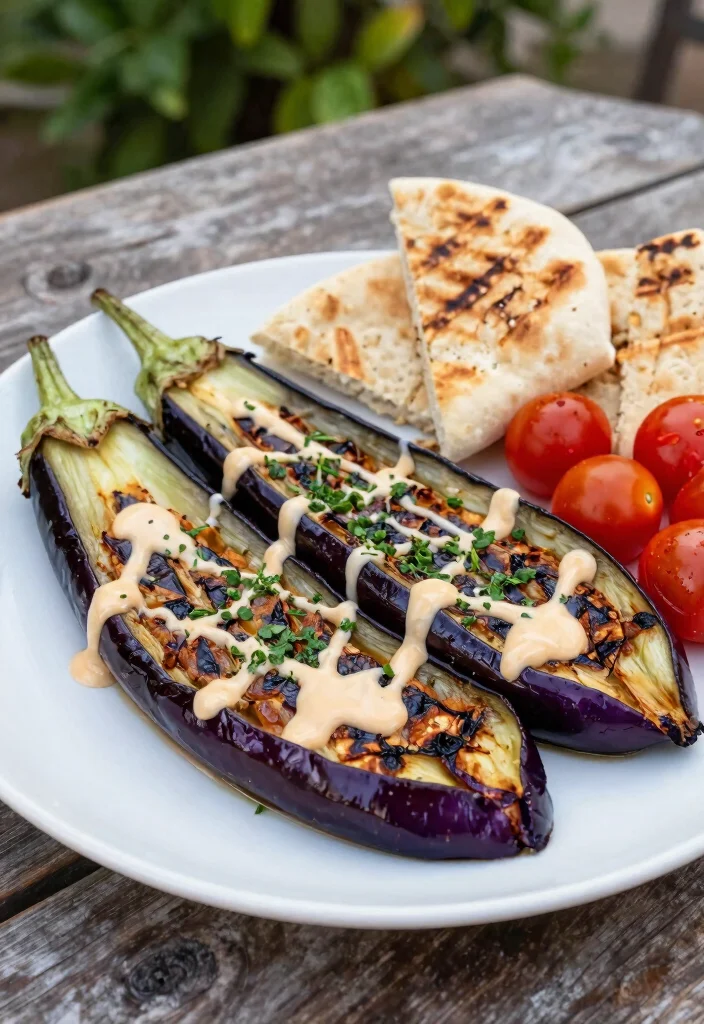12 Vegetarian BBQ Recipes for Meatless Grilling 14 12 Vegetarian BBQ Recipes for Meatless Grilling 3. Smoky Grilled Eggplant with Tahini Sauce 0