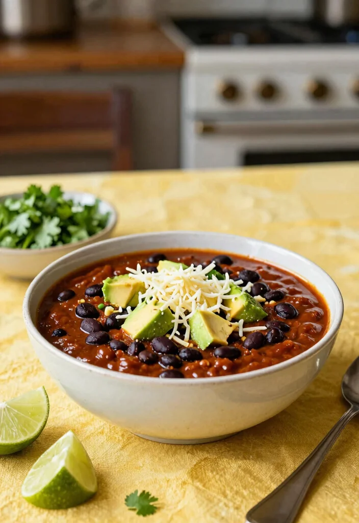 12 Vegetarian Crockpot Recipes for Easy Meals 2. Spicy Black Bean Chili 0