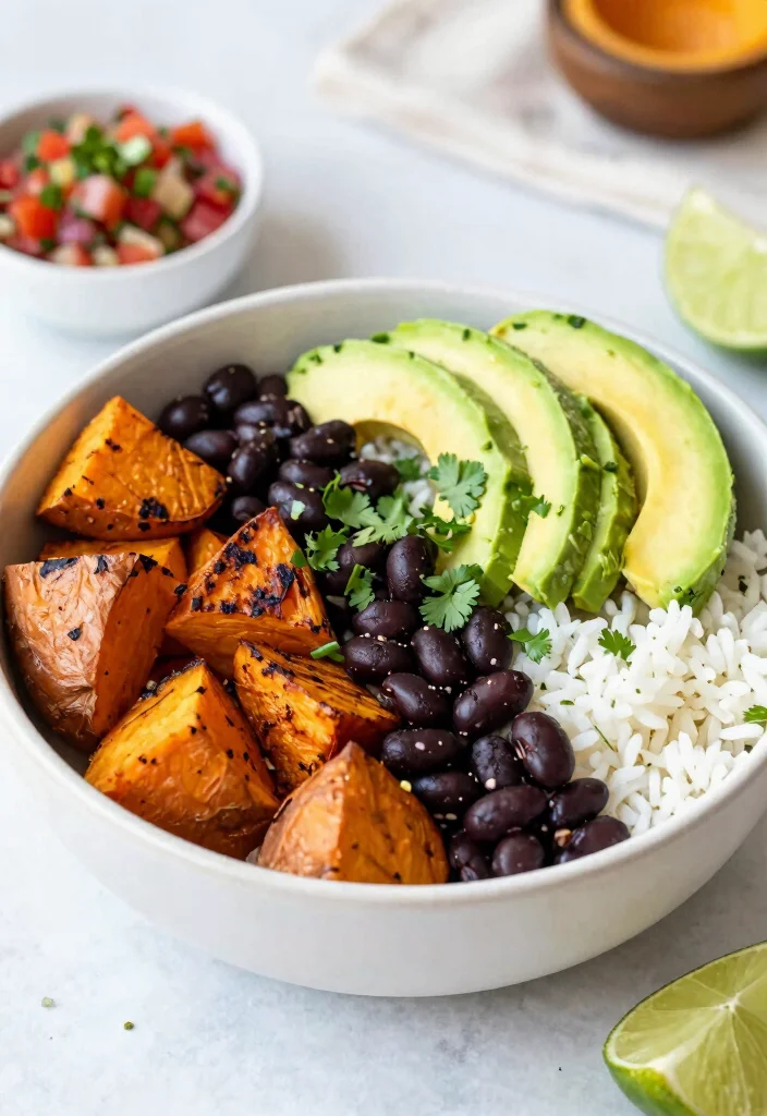12 Vegetarian Dinner Recipes for Simple Nights 9. Sweet Potato and Black Bean Burrito Bowls 0