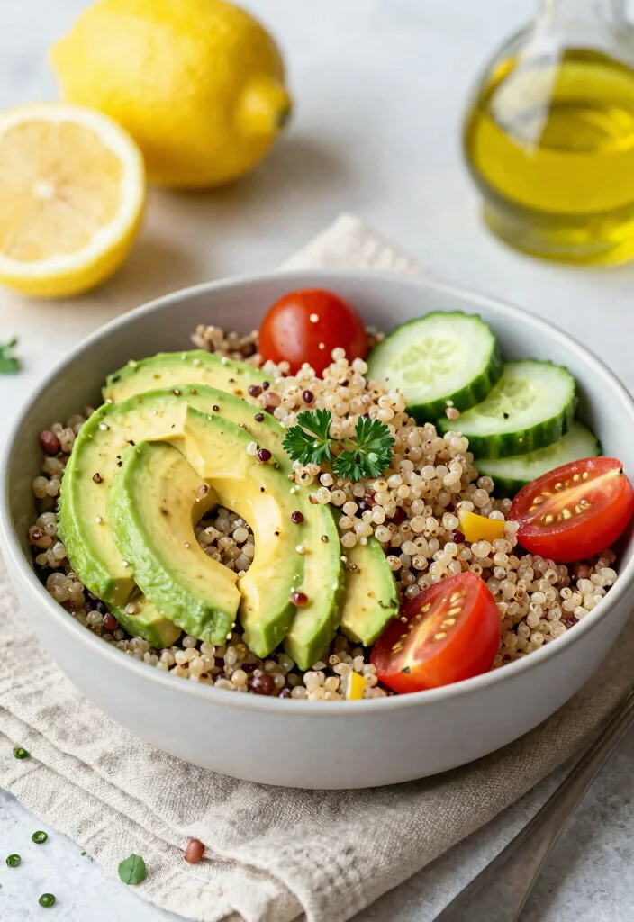12 Vegetarian Food Recipes for Home Cooking 4. Quinoa Salad with Avocado 0