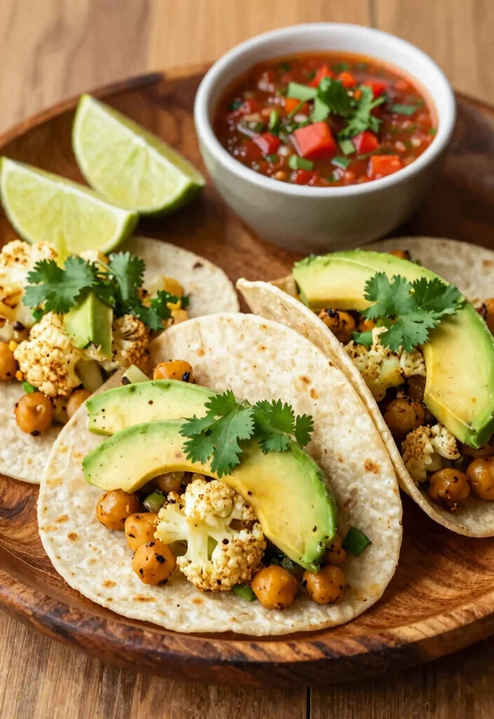 12 Vegetarian Protein Recipes for Strong Meals 10. Cauliflower and Chickpea Tacos 0