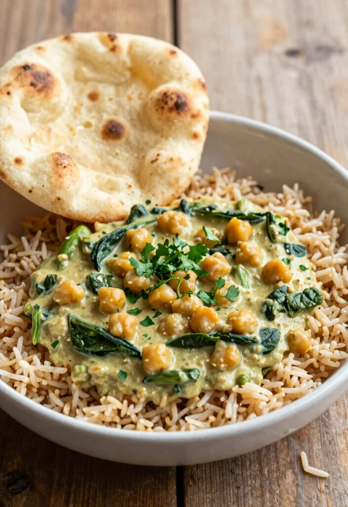12 Vegetarian Protein Recipes for Strong Meals 2. Creamy Chickpea and Spinach Curry 0