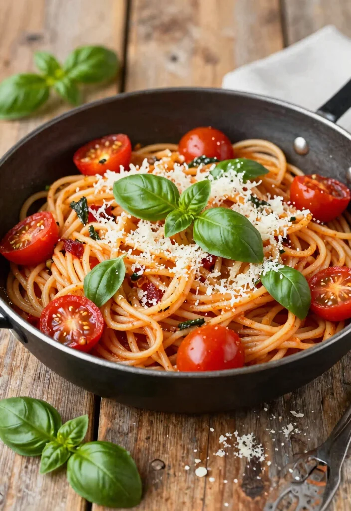 12 Vegetarian Recipes for Simple Meatless Cooking 3. One Pan Tomato Basil Pasta 0