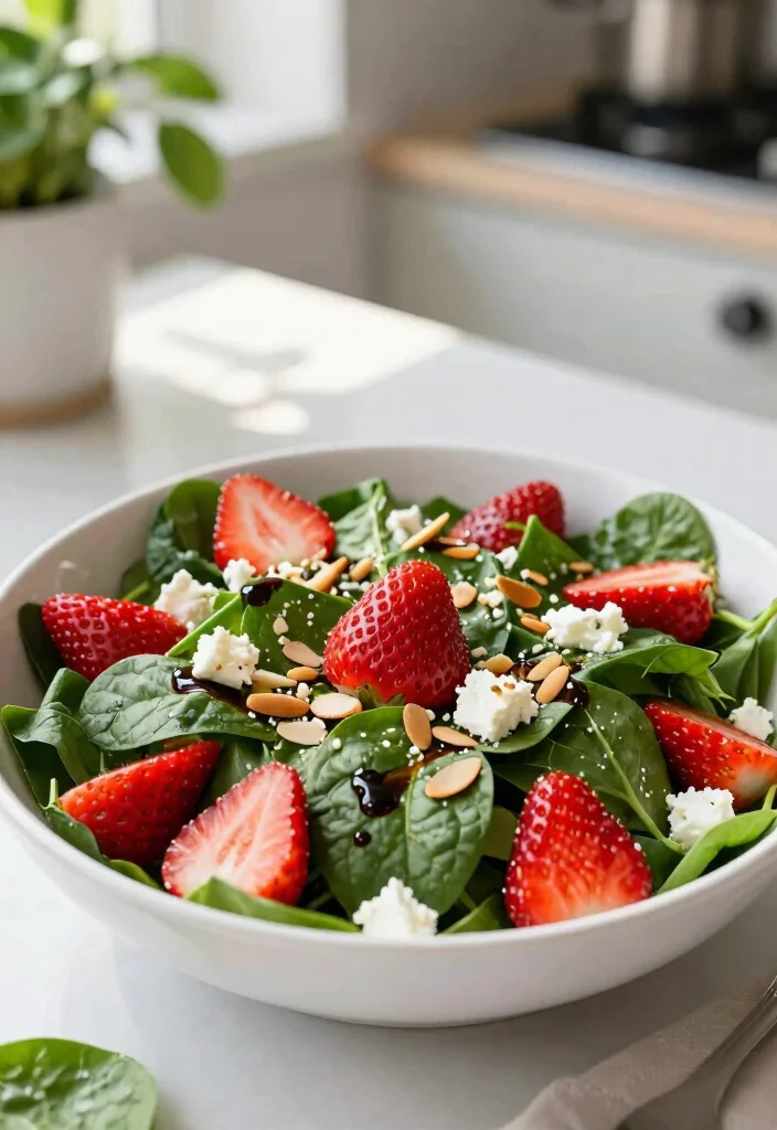 12 Vegetarian Salad Recipes for Light Meals 13 12 Vegetarian Salad Recipes for Light Meals 3. Spinach Strawberry Salad 0