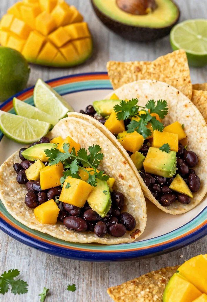 12 Vegetarian Taco Recipes for Fresh Flavor 2. Black Bean and Mango Tacos 0