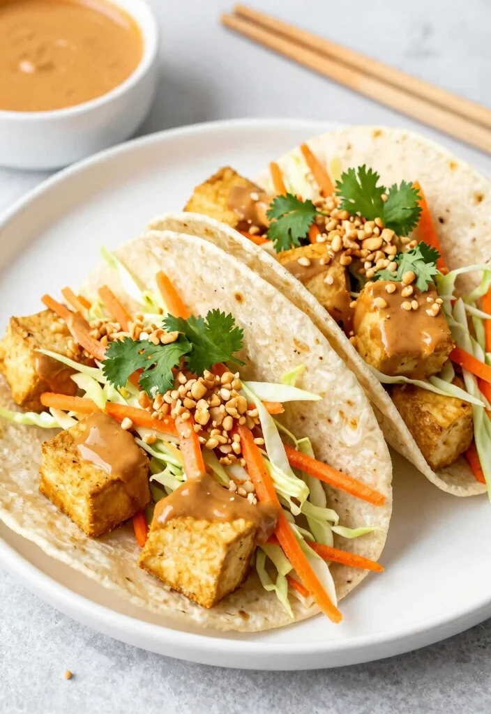 12 Vegetarian Taco Recipes for Fresh Flavor 7. Thai Peanut Tacos with Tofu 0