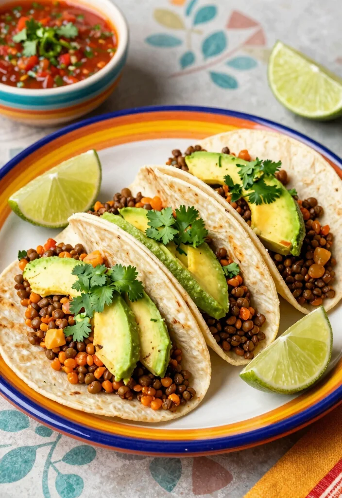 12 Vegetarian Taco Recipes for Fresh Flavor 8. Lentil and Avocado Tacos 0