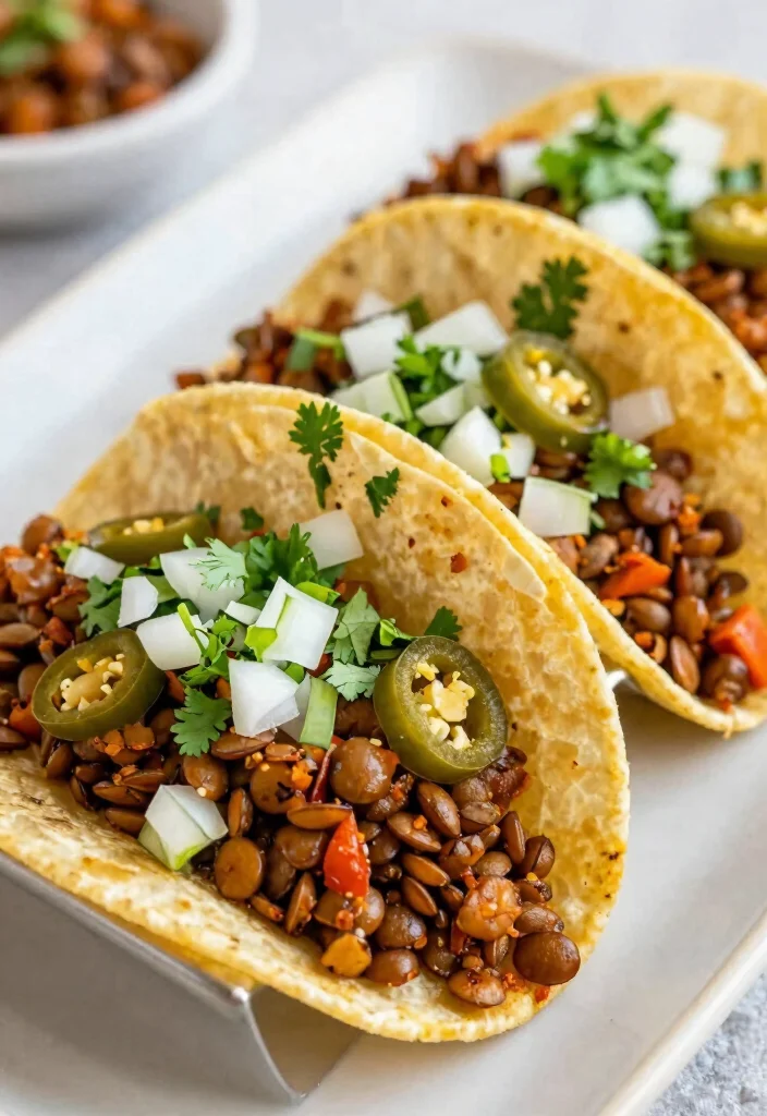 12 Vegetarian Taco Recipes for Meatless Nights 6. Spicy Lentil Tacos 0