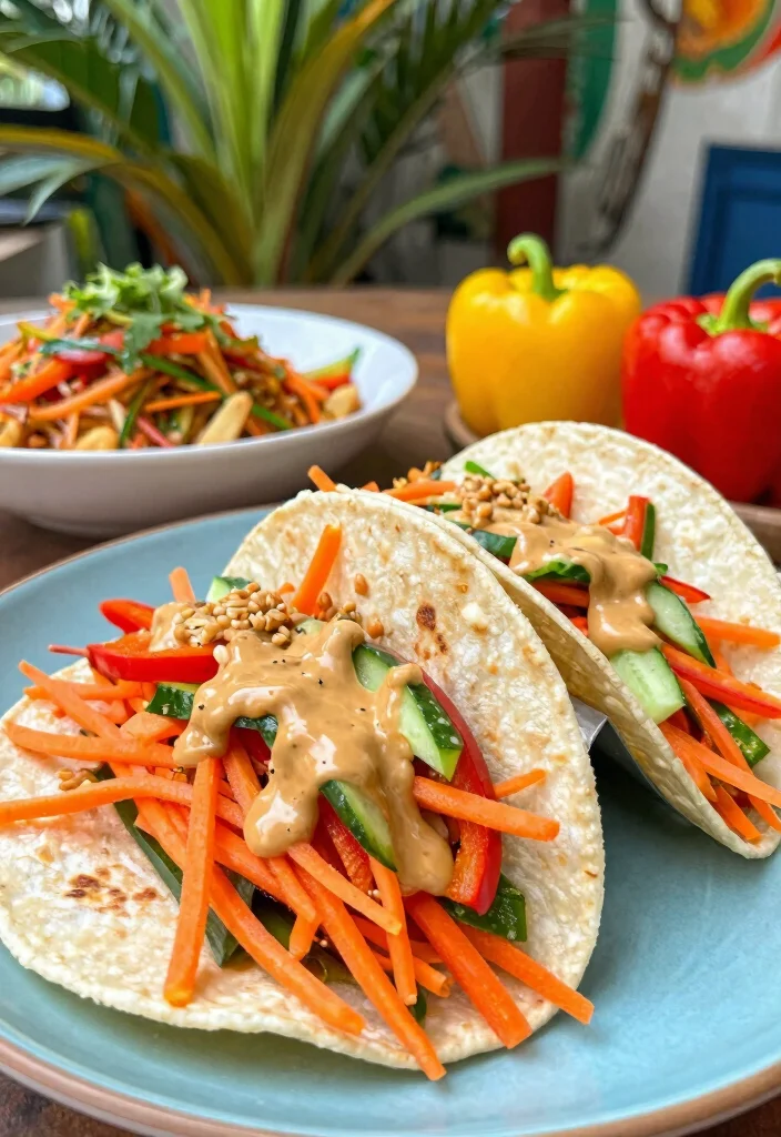 12 Vegetarian Taco Recipes for Meatless Nights 8. Thai Peanut Tacos 0