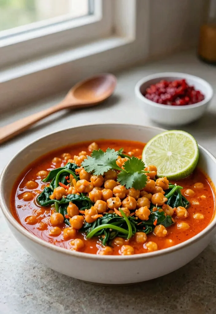 12 Vegetarian Thai Curry Recipes with Bold Spice 12 12 Vegetarian Thai Curry Recipes with Bold Spice 2. Red Curry with Chickpeas and Spinach 0