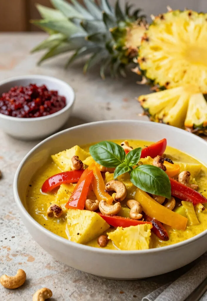 12 Vegetarian Thai Curry Recipes with Bold Spice 37 12 Vegetarian Thai Curry Recipes with Bold Spice 7. Pineapple Curry with Bell Peppers and Cashews 0