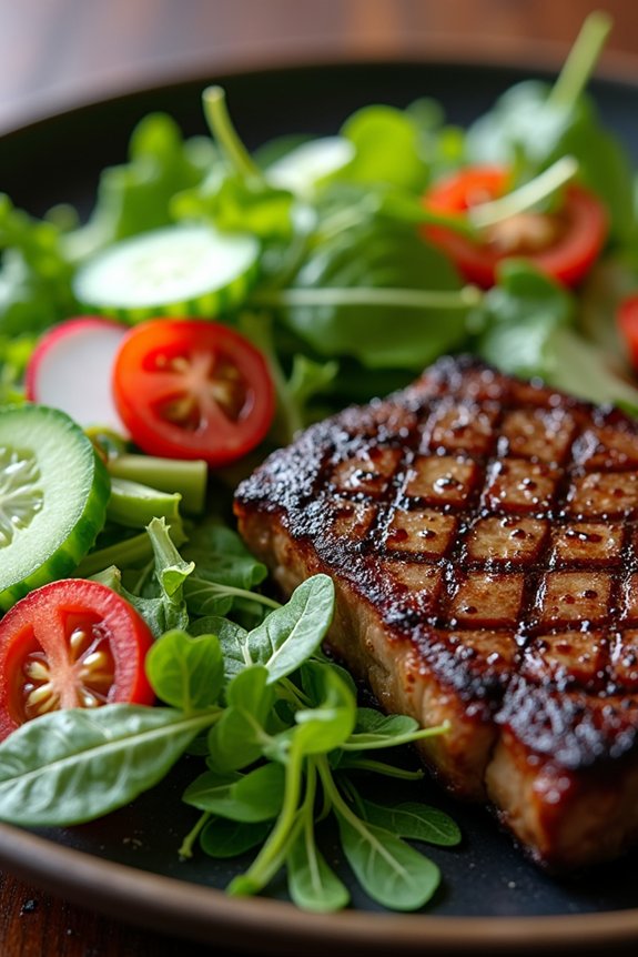 crisp greens balance rich beef