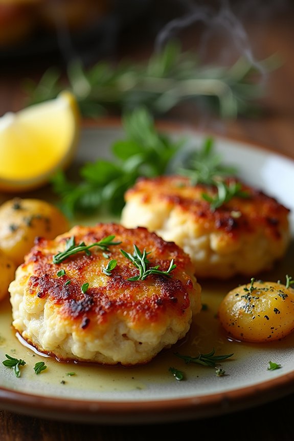 herb roasted potatoes with crab