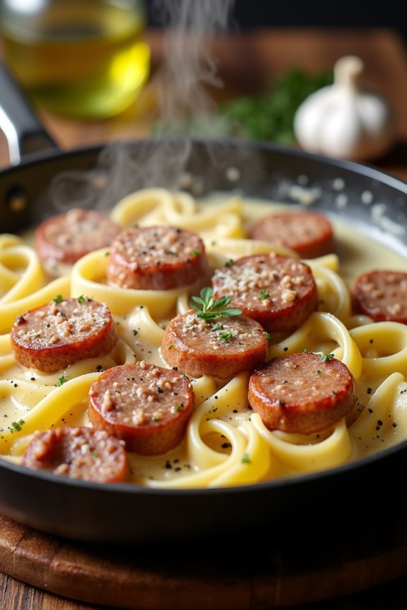 one pan creamy sausage pasta